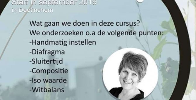 Basiscursus fotografie door Lisanne van Bergen (start 25-09-2019)